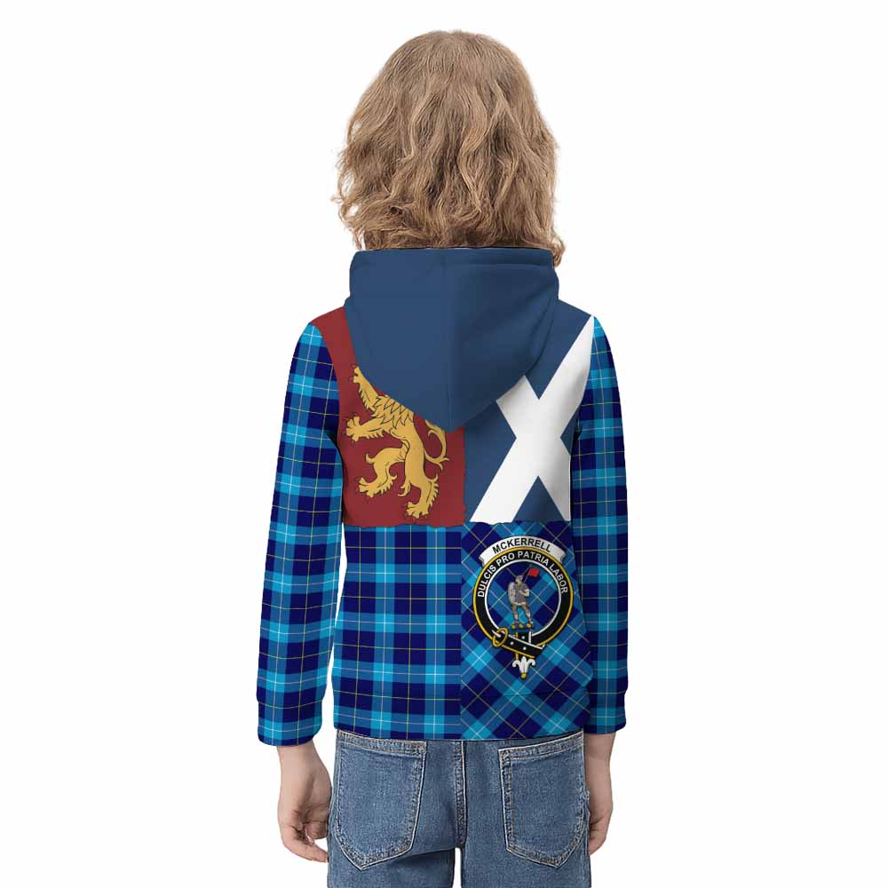 McKerrell Crest Tartan Kid Hoodie with Lion Rampant Saltire Style - Tartan Vibes Clothing