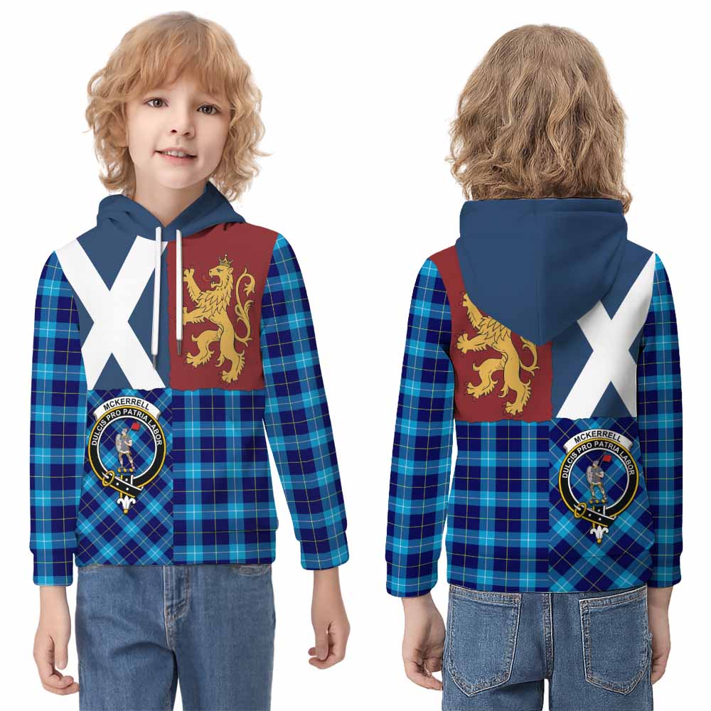McKerrell Crest Tartan Kid Hoodie with Lion Rampant Saltire Style - Tartan Vibes Clothing