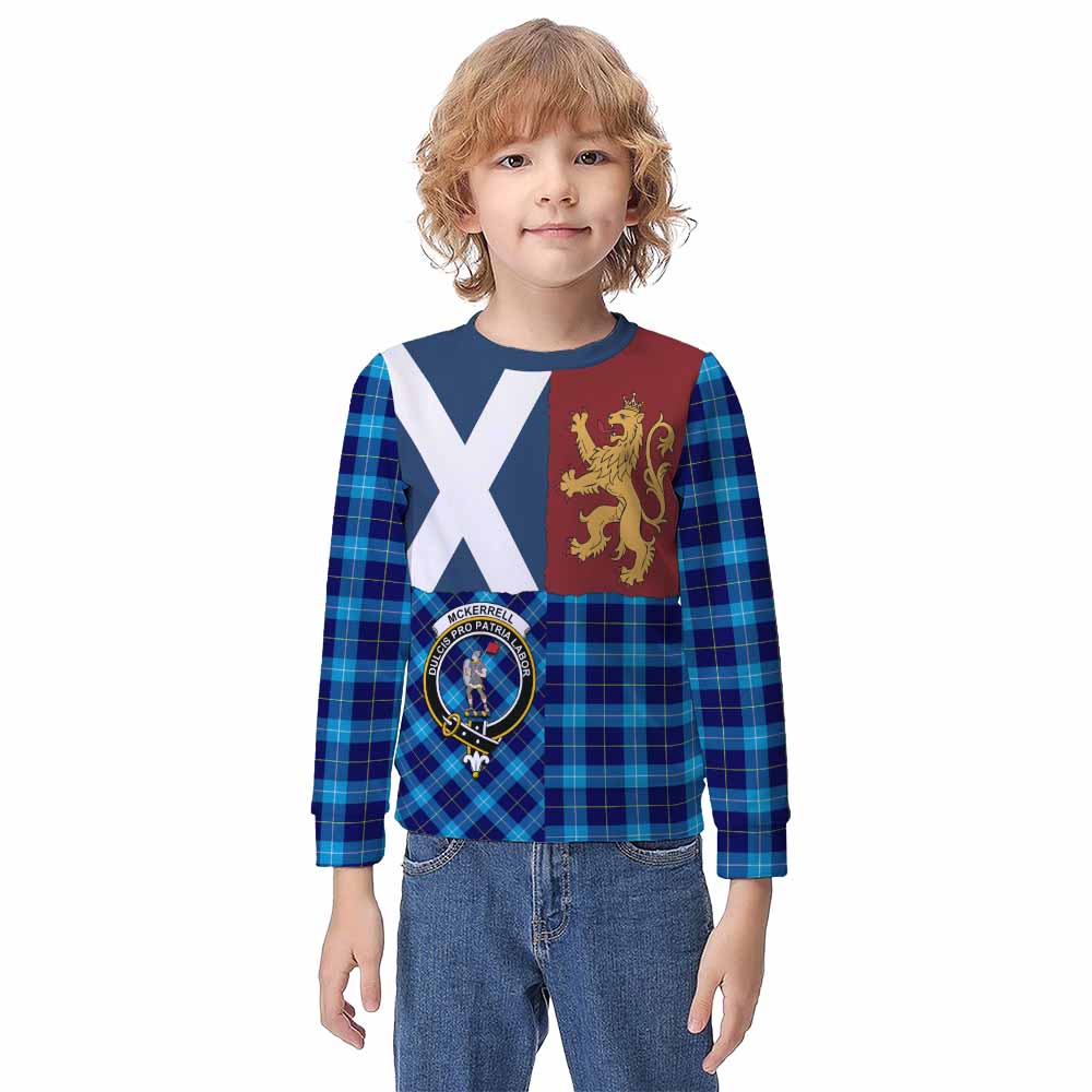 McKerrell Crest Tartan Kid Knitted Sweatshirt with Lion Rampant Saltire Style - Tartan Vibes Clothing