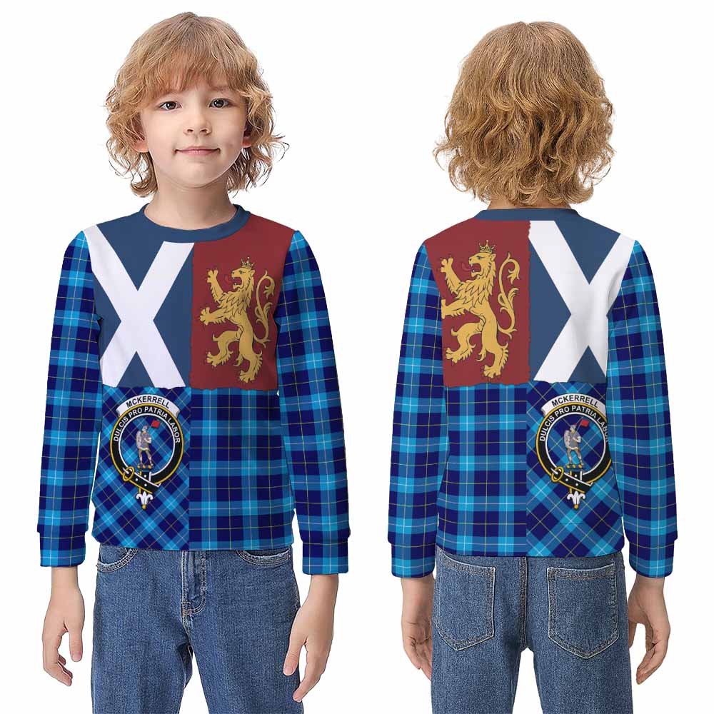 McKerrell Crest Tartan Kid Knitted Sweatshirt with Lion Rampant Saltire Style - Tartan Vibes Clothing