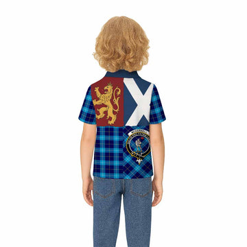 McKerrell Crest Tartan Kid Polo Shirt with Lion Rampant Saltire Style