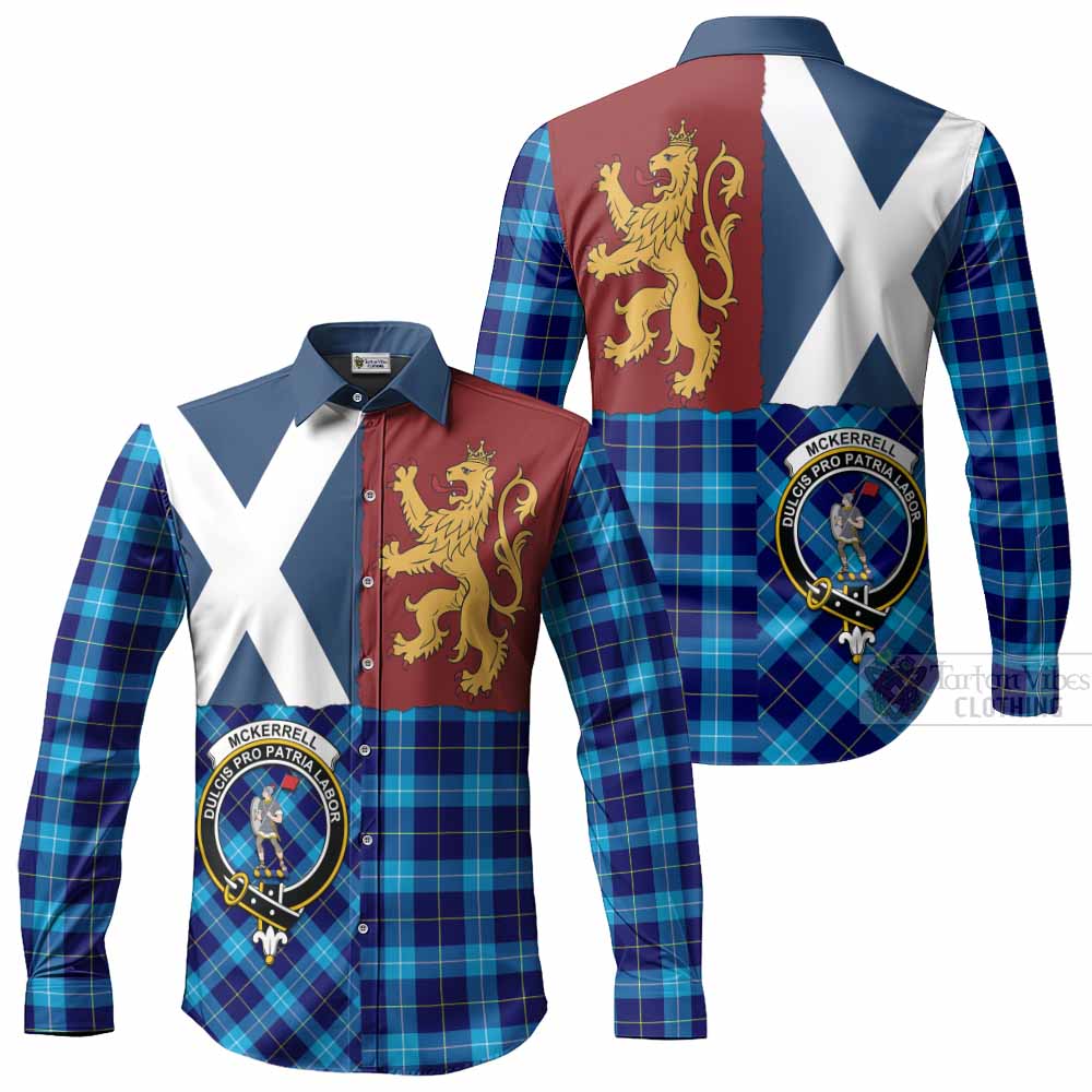 McKerrell Crest Tartan Long Sleeve Button Shirts with Lion Rampant Saltire Style