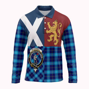 McKerrell Crest Tartan Long Sleeve Polo Shirt with Lion Rampant Saltire Style