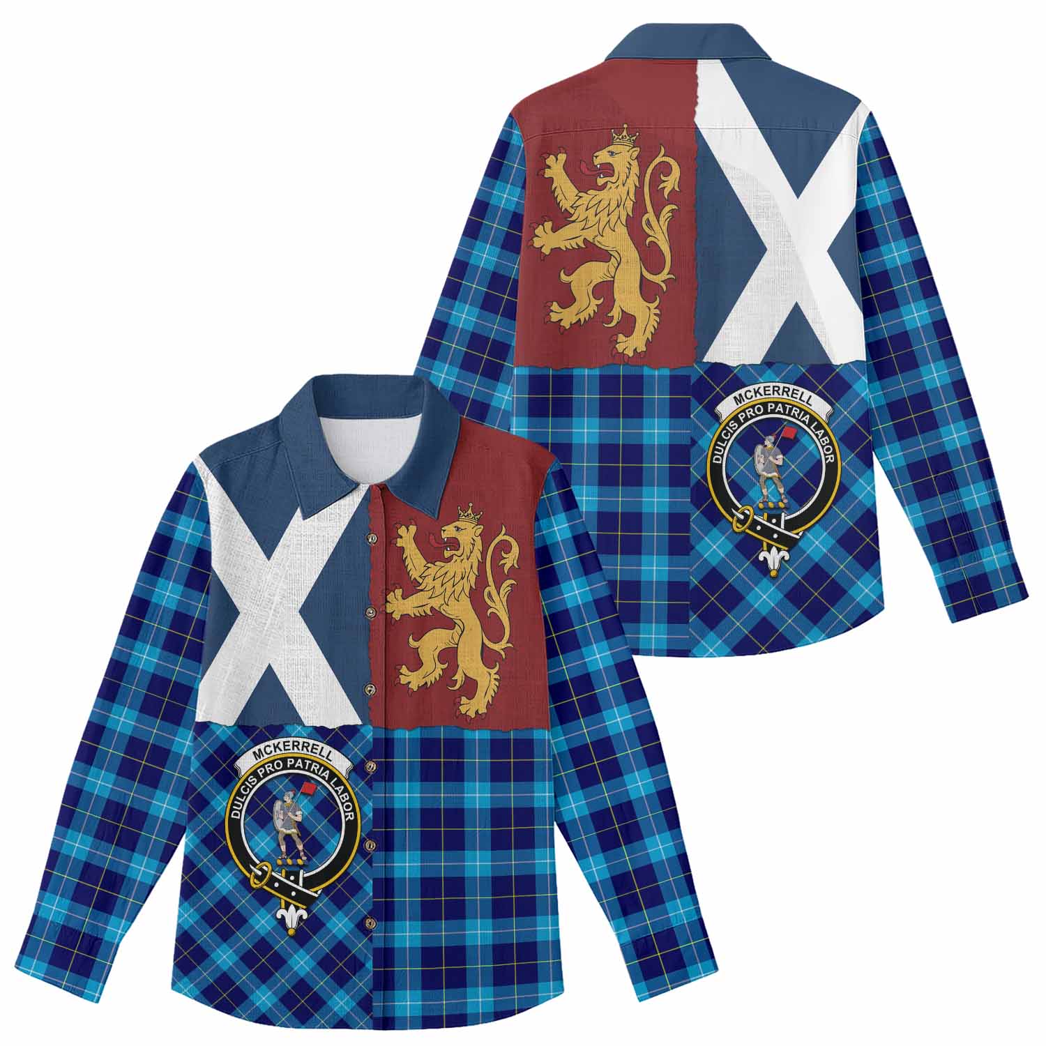 McKerrell Crest Tartan Women Casual Shirt with Lion Rampant Saltire Style