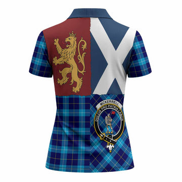 McKerrell Crest Tartan Women Polo Shirt with Lion Rampant Saltire Style