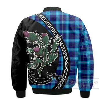 McKerrell Family Crest Tartan Bomber Jacket Alba Thistle Inspired