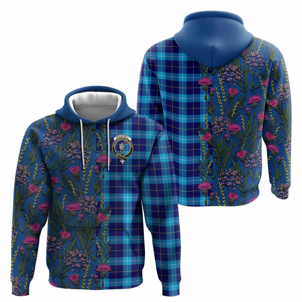 McKerrell Family Crest Tartan Hoodie Scottish Thistle Flower Pattern Half Style - Tartan Vibes Clothing