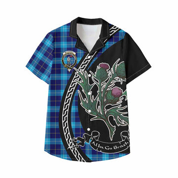 McKerrell Family Crest Tartan Kid Hawaiian Shirt Alba Thistle Inspired