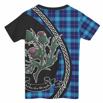 McKerrell Family Crest Tartan Kid T-shirt Alba Thistle Inspired