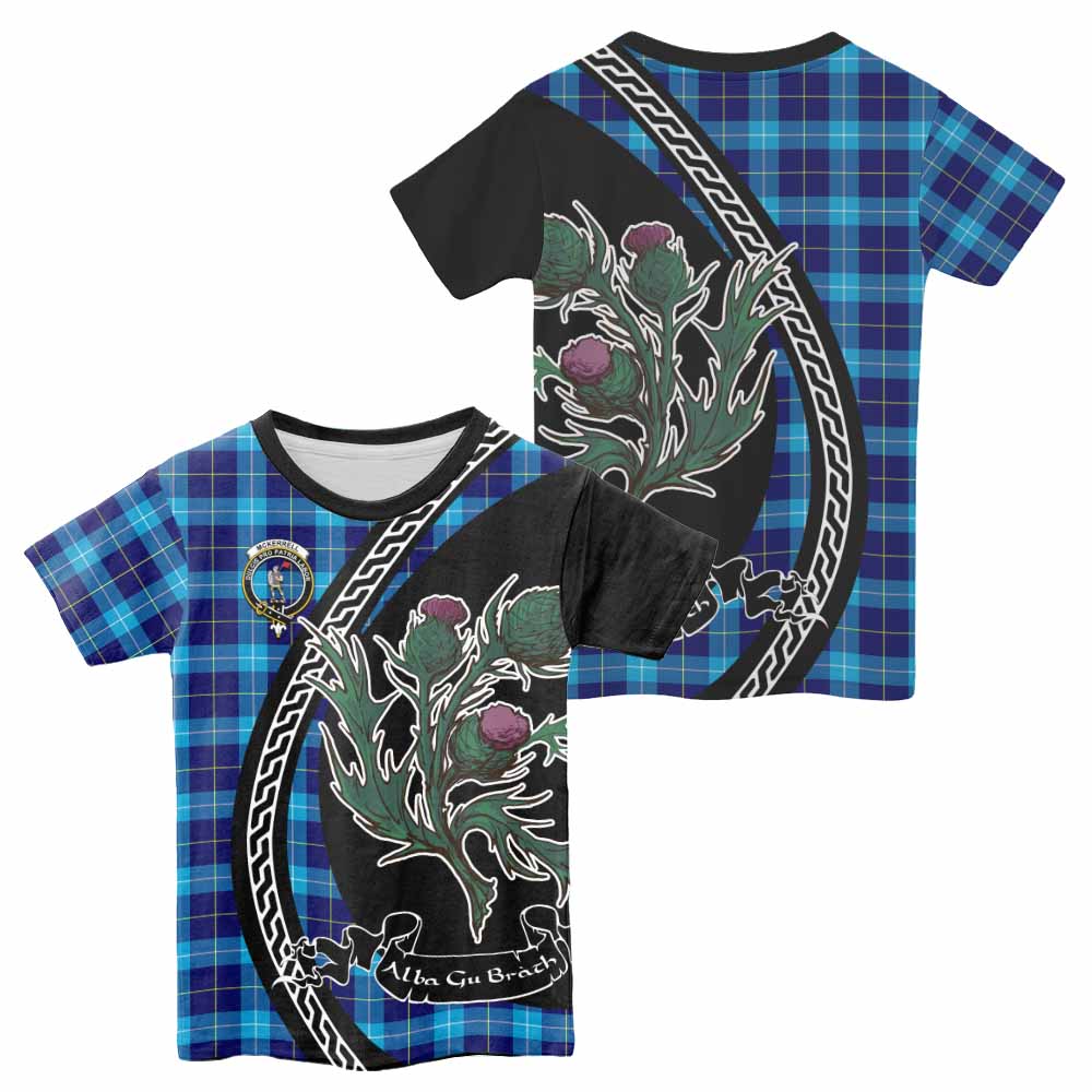 McKerrell Family Crest Tartan Kid T-shirt Alba Thistle Inspired - Tartan Vibes Clothing