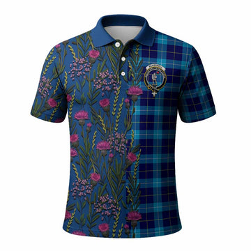 McKerrell Family Crest Tartan Polo Shirt Scottish Thistle Flower Pattern Half Style
