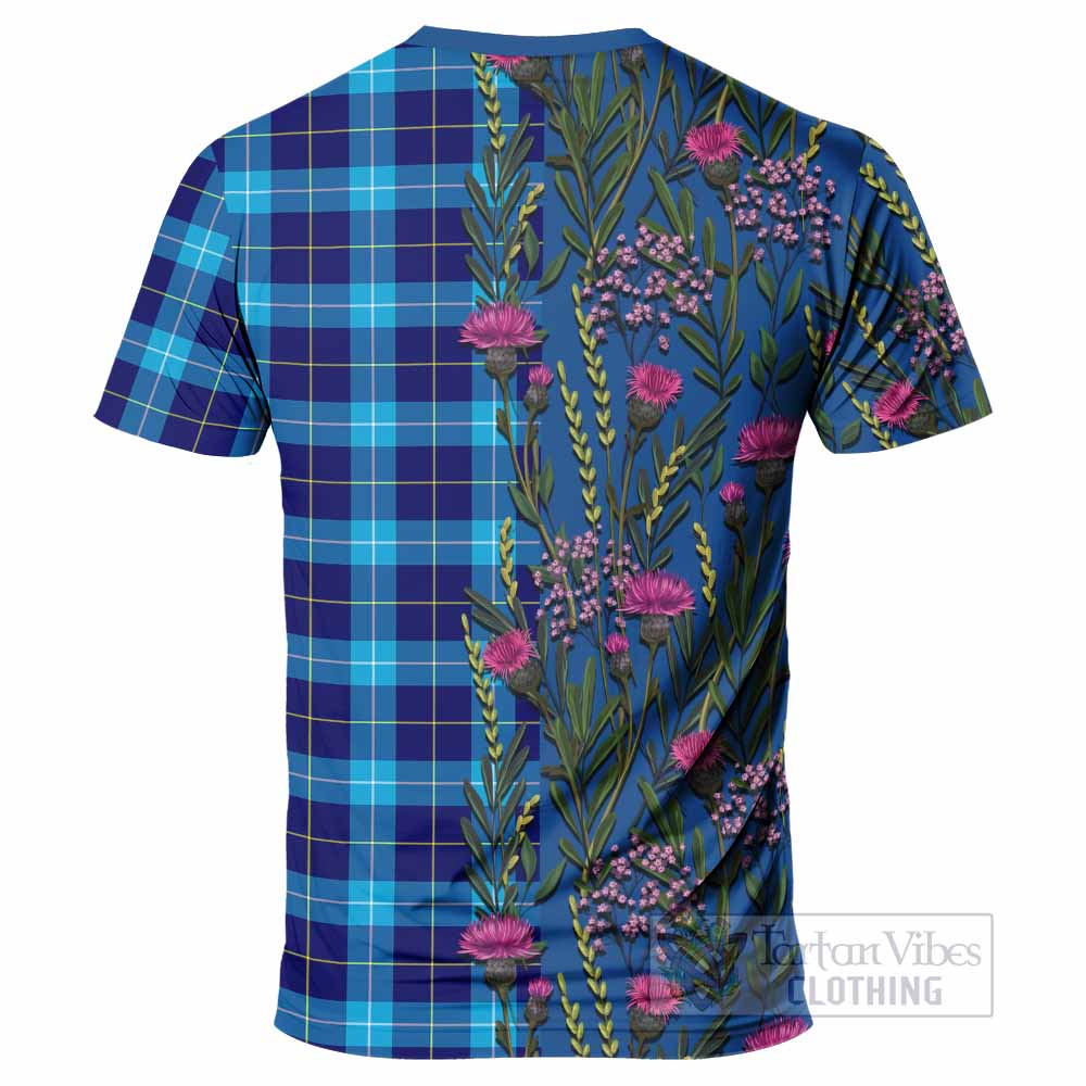 McKerrell Family Crest Tartan T-Shirt Scottish Thistle Flower Pattern Half Style - Tartan Vibes Clothing