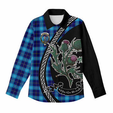 McKerrell Family Crest Tartan Women Casual Shirt Alba Thistle Inspired