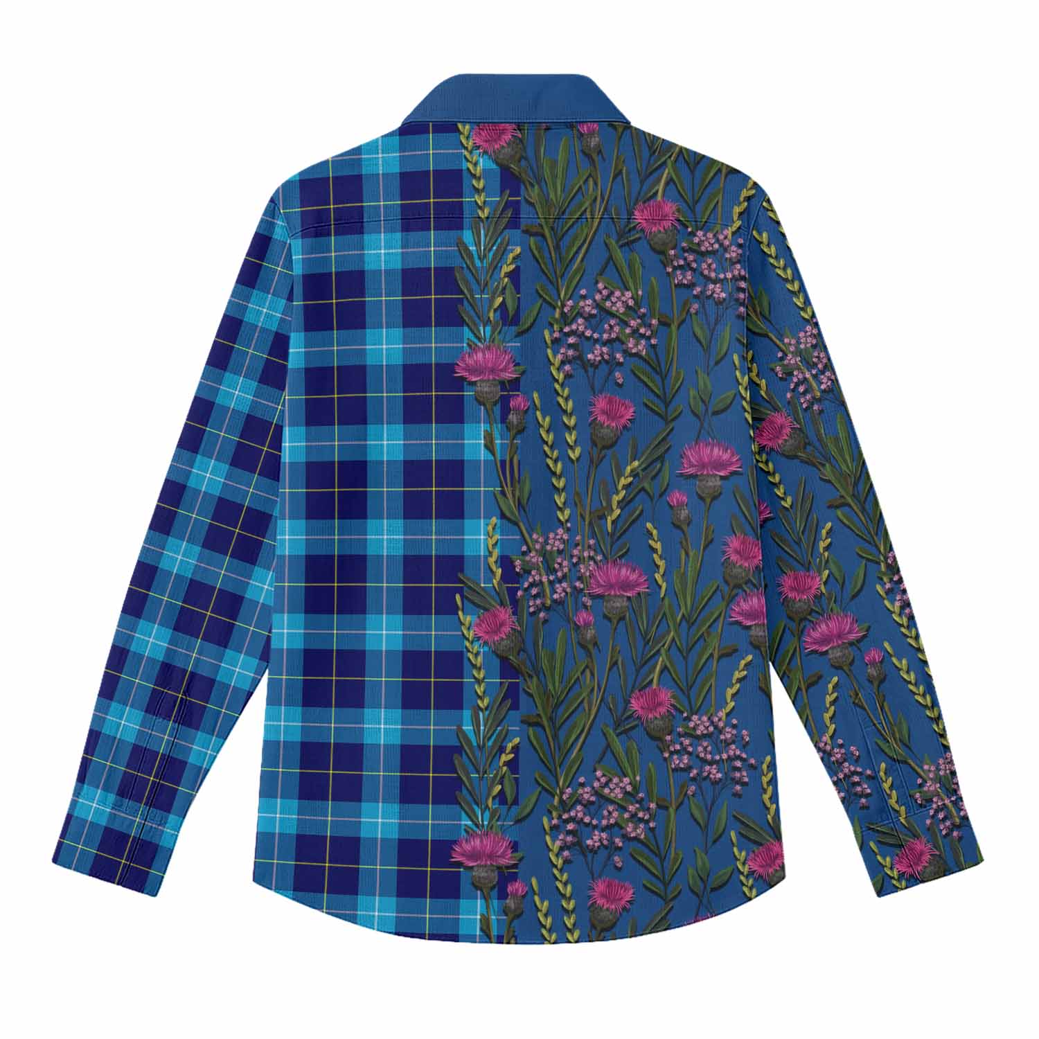 McKerrell Family Crest Tartan Women Casual Shirt Scottish Thistle Flower Pattern Half Style - Tartan Vibes Clothing