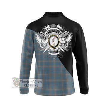 McKerrell of Hillhouse Dress Tartan Long Sleeve Polo Shirt with Family Crest and Military Logo Style - Tartanvibesclothing Shop