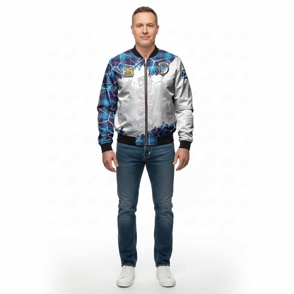 McKerrell Tartan Bomber Jacket with Family Crest and Lion Rampant Grunge Style