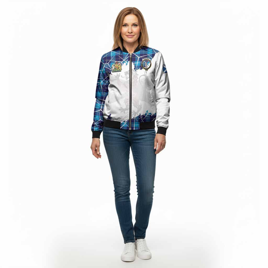 McKerrell Tartan Bomber Jacket with Family Crest and Lion Rampant Grunge Style