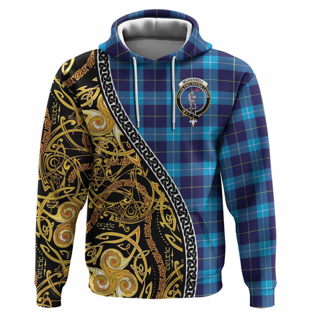McKerrell Tartan Crest Hoodie Celtic Knot and Triple Trickle Spiral Symbols