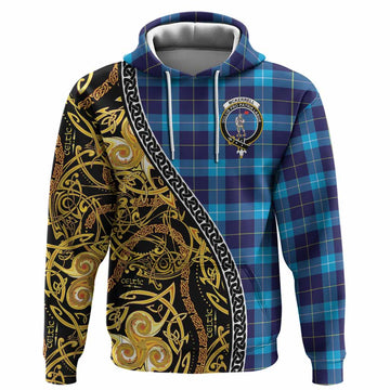 McKerrell Tartan Crest Hoodie Celtic Knot and Triple Trickle Spiral Symbols