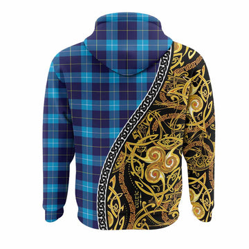 McKerrell Tartan Crest Hoodie Celtic Knot and Triple Trickle Spiral Symbols