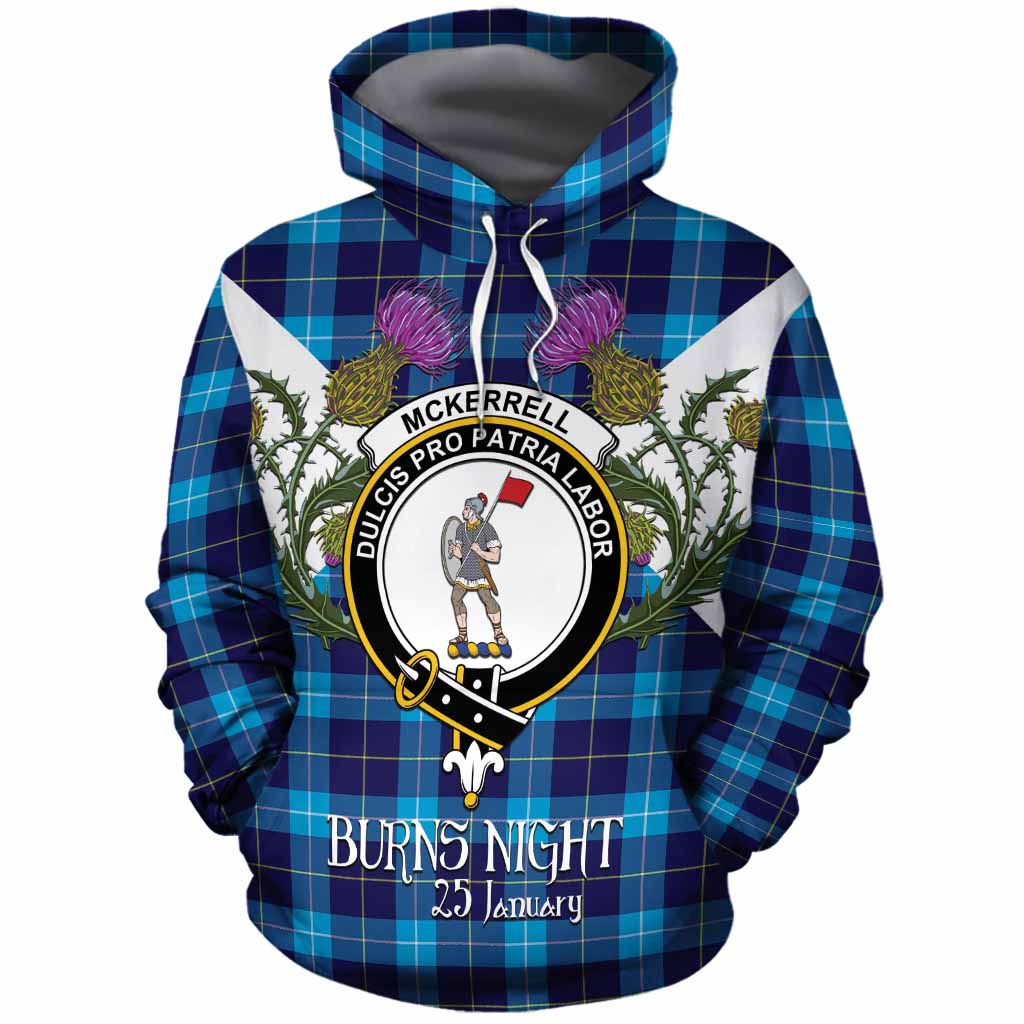McKerrell Tartan Family Crest Cotton Hoodie Scottish Burns Night Thistle Floral