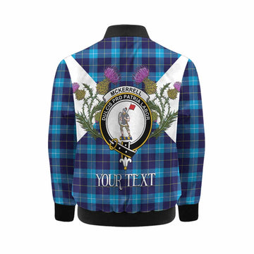 McKerrell Tartan Family Crest Kid Bomber Jacket Scottish Burns Night Thistle Floral