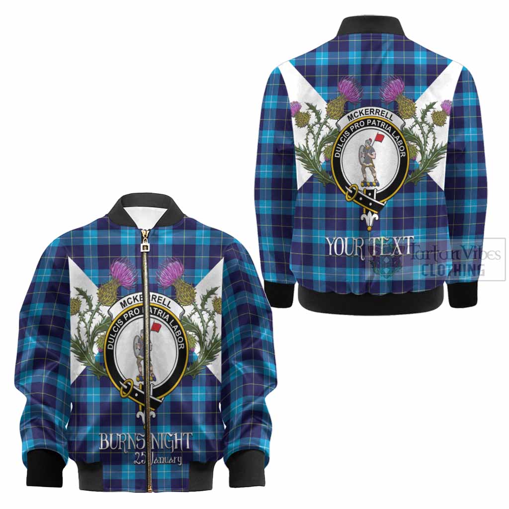McKerrell Tartan Family Crest Kid Bomber Jacket Scottish Burns Night Thistle Floral