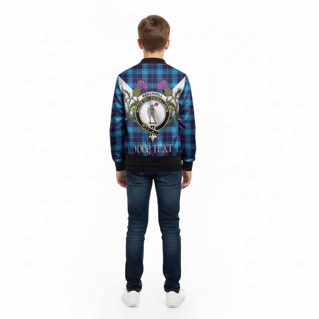 McKerrell Tartan Family Crest Kid Bomber Jacket Scottish Burns Night Thistle Floral