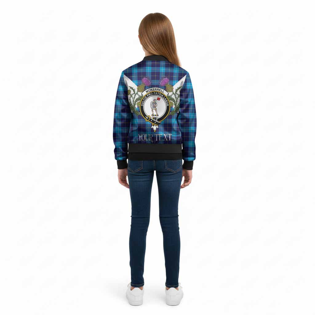 McKerrell Tartan Family Crest Kid Bomber Jacket Scottish Burns Night Thistle Floral