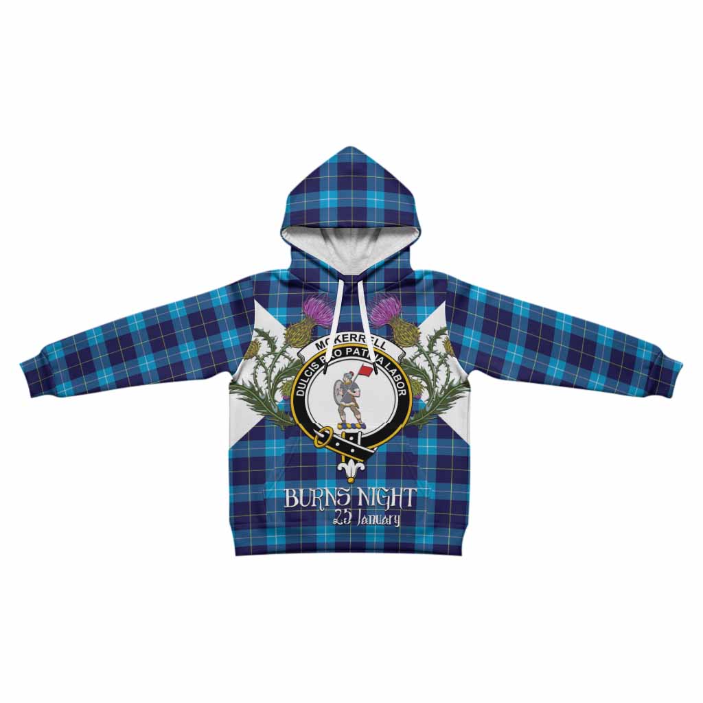 McKerrell Tartan Family Crest Kid Hoodie Scottish Burns Night Thistle Floral
