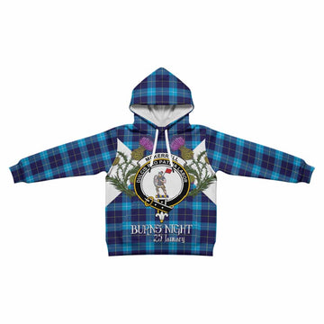 McKerrell Tartan Family Crest Kid Hoodie Scottish Burns Night Thistle Floral