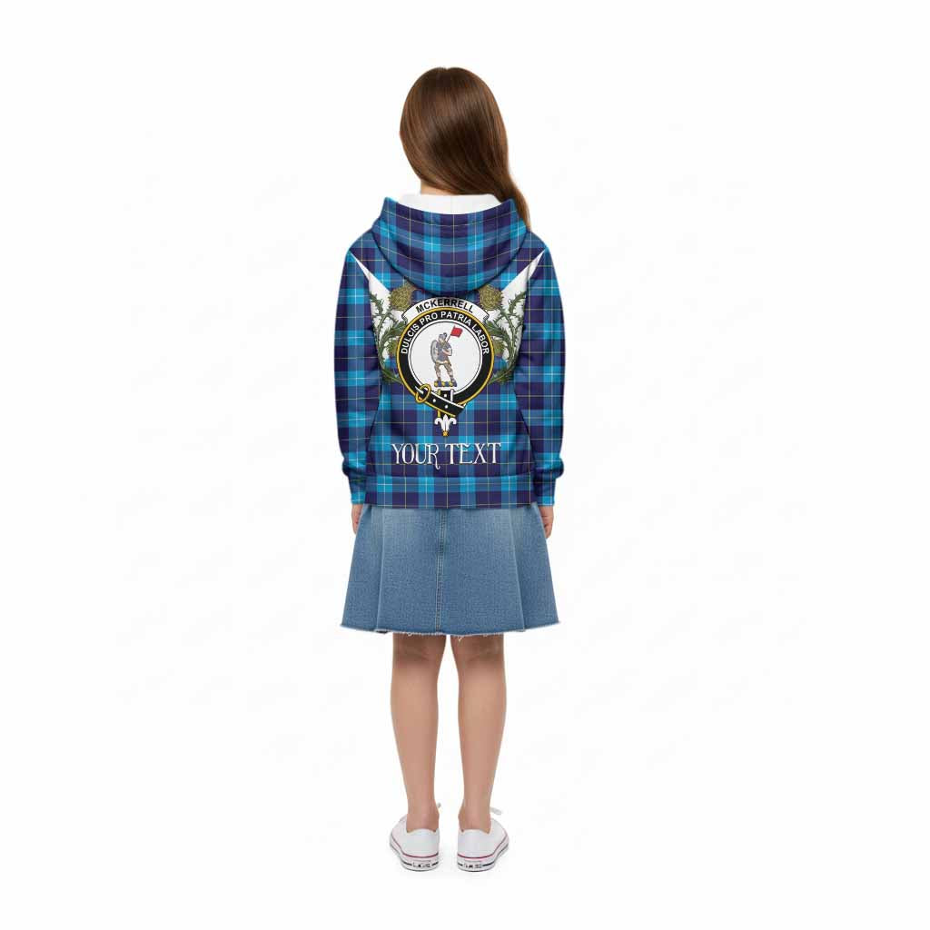 McKerrell Tartan Family Crest Kid Hoodie Scottish Burns Night Thistle Floral