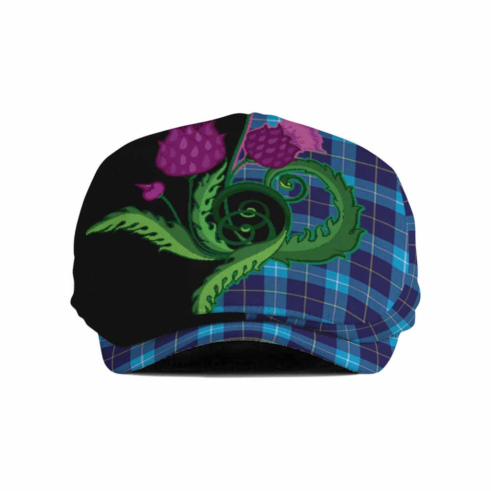 McKerrell Tartan Flat Cap, Jeff Cap Traditional Scottish Thistle