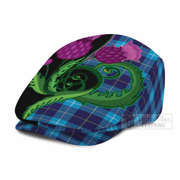 McKerrell Tartan Flat Cap, Jeff Cap Traditional Scottish Thistle