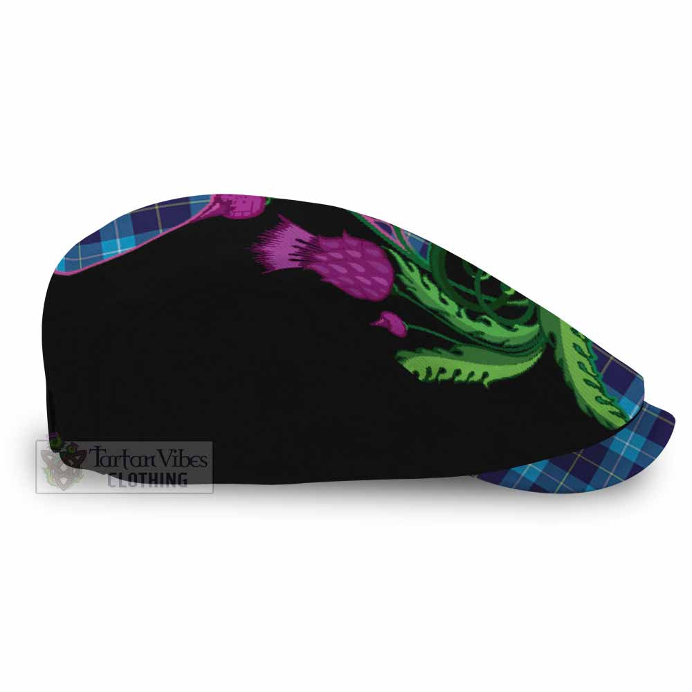 McKerrell Tartan Flat Cap, Jeff Cap Traditional Scottish Thistle