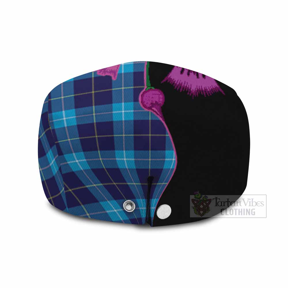 McKerrell Tartan Flat Cap, Jeff Cap Traditional Scottish Thistle
