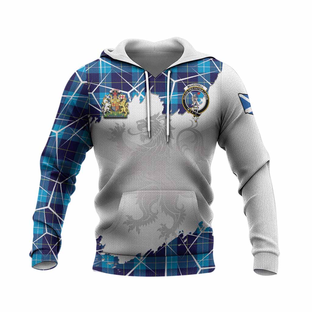 McKerrell Tartan Knitted Hoodie with Family Crest and Lion Rampant Grunge Style