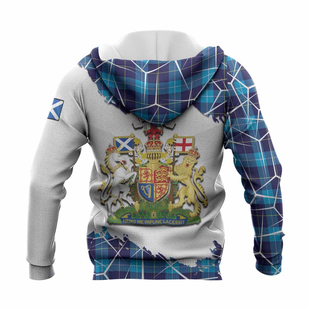 McKerrell Tartan Knitted Hoodie with Family Crest and Lion Rampant Grunge Style