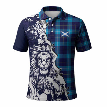 McKerrell Tartan Scottish Polo Shirt Angry Lion With Soccer Ball Style