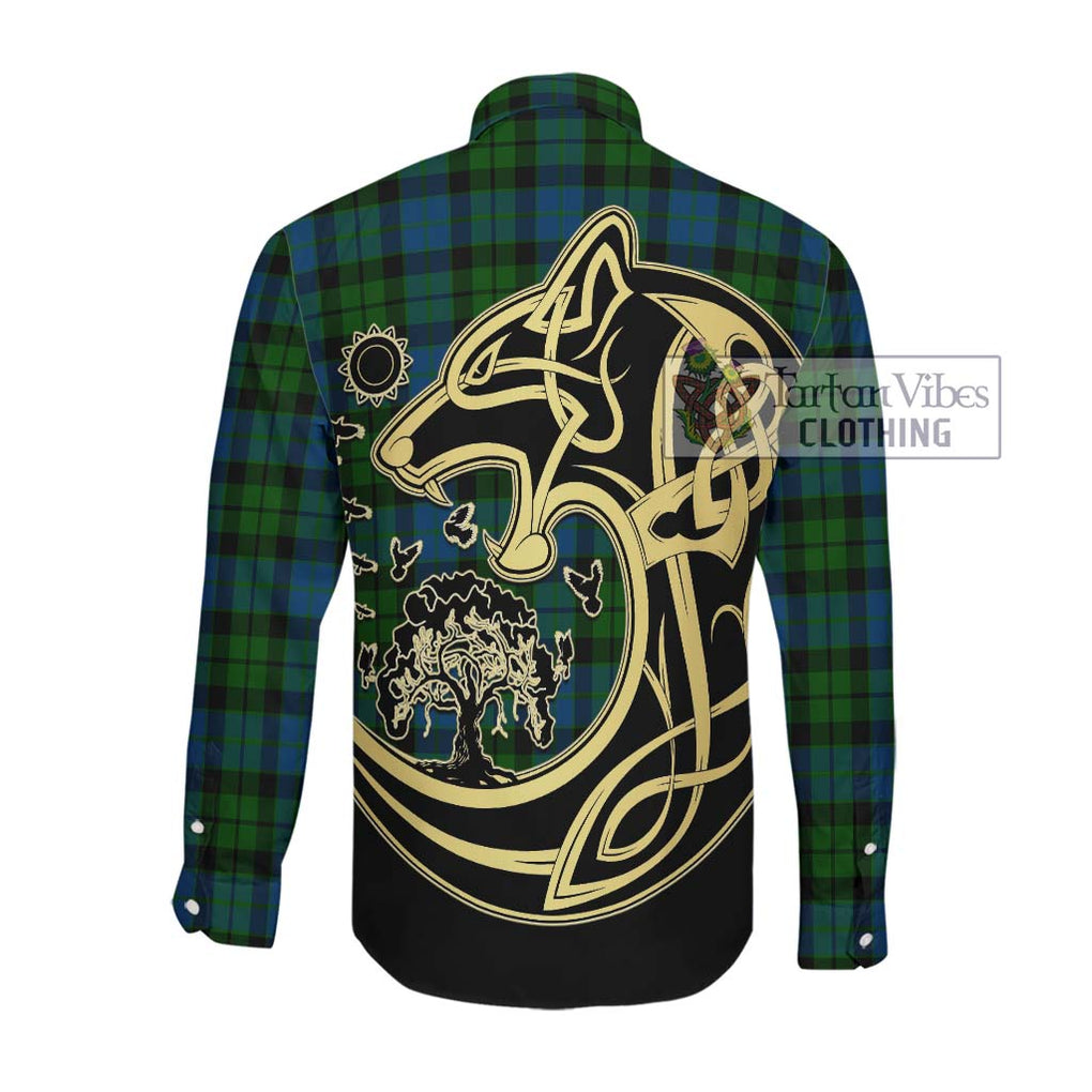 McKie Tartan Long Sleeve Button Shirt with Family Crest Celtic Wolf Style Men's Shirt - Tartan Vibes Clothing