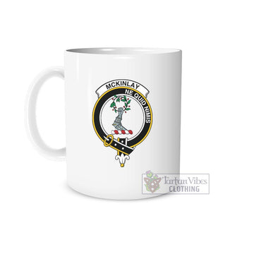 McKinlay Family Crest Ceramic Mug White - 2D-tartanvibesclothing