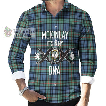 McKinlay Ancient Tartan Long Sleeve Button Shirt with Family Crest DNA In Me Style Men's Shirt S - Tartanvibesclothing Shop