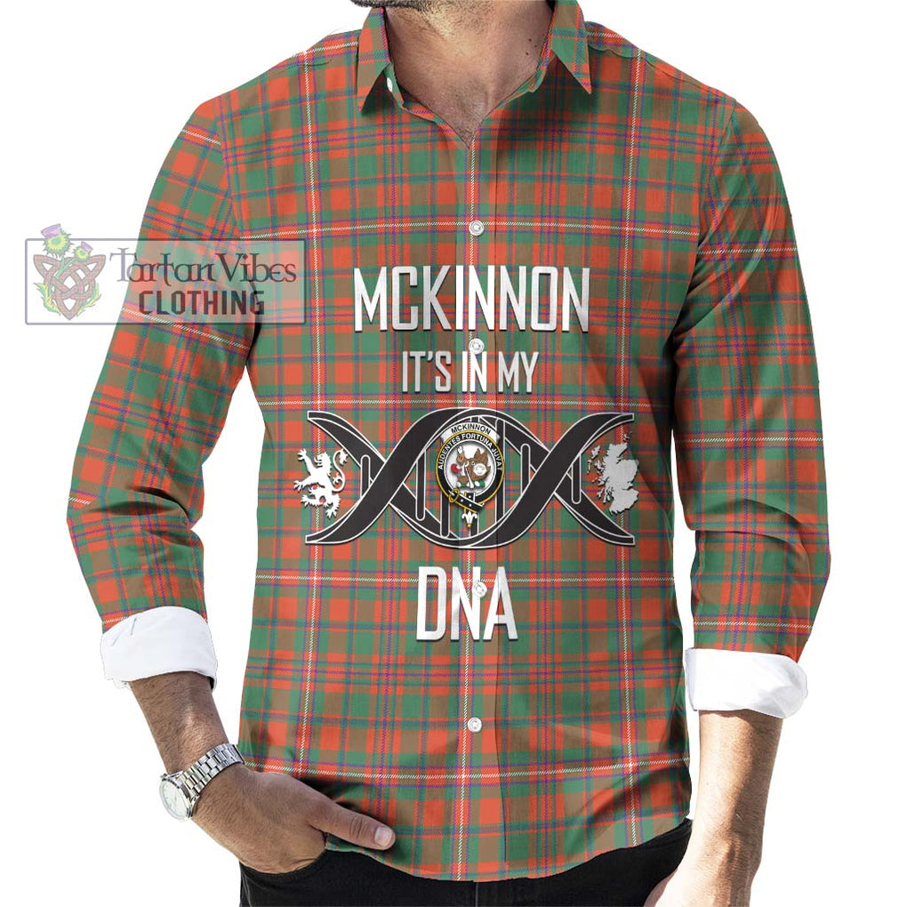 McKinnon Ancient Tartan Long Sleeve Button Shirt with Family Crest DNA In Me Style Men's Shirt S - Tartanvibesclothing Shop