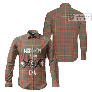 McKinnon Ancient Tartan Long Sleeve Button Shirt with Family Crest DNA In Me Style Men's Shirt - Tartanvibesclothing Shop