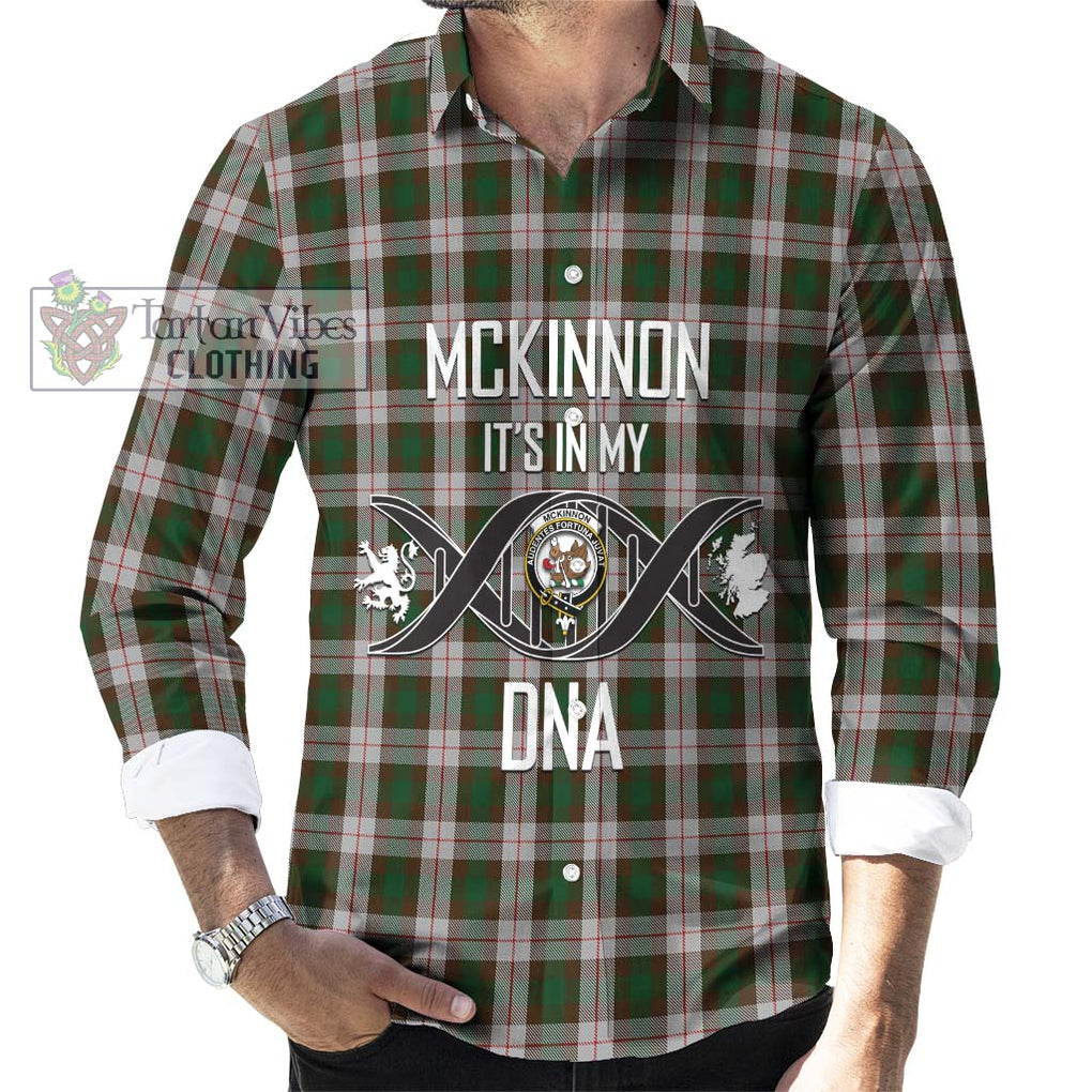 McKinnon Dress Tartan Long Sleeve Button Shirt with Family Crest DNA In Me Style Men's Shirt S - Tartanvibesclothing Shop