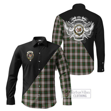 McKinnon Dress Tartan Long Sleeve Button Shirt with Family Crest and Military Logo Style Men's Shirt S - Tartanvibesclothing Shop