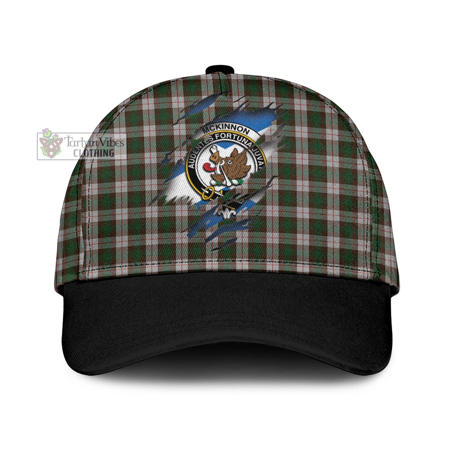 Tartan Vibes Clothing McKinnon Dress Tartan Classic Cap with Family Crest In Me Style