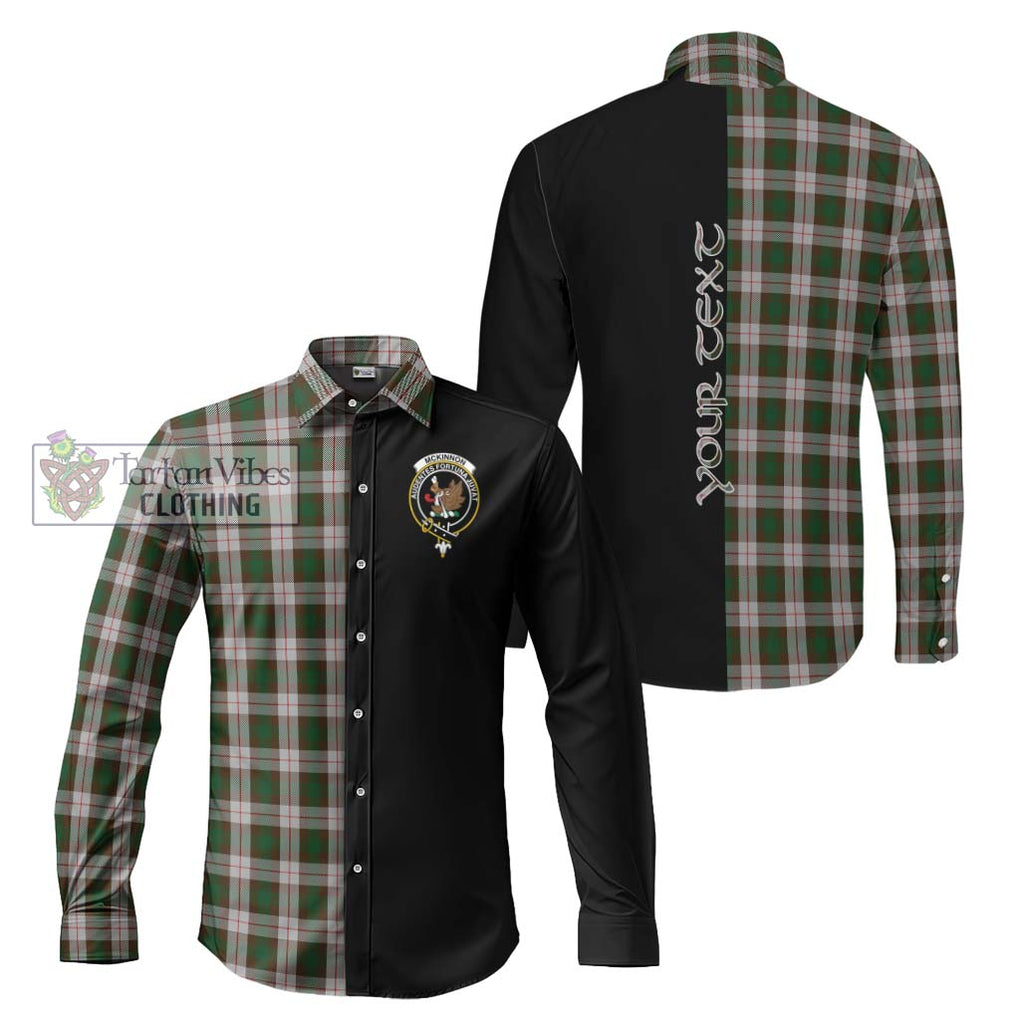 McKinnon Dress Tartan Long Sleeve Button Shirt with Family Crest and Half Of Me Style Men's Shirt S - Tartanvibesclothing Shop