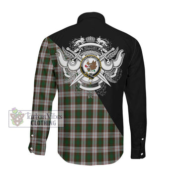 McKinnon Dress Tartan Long Sleeve Button Shirt with Family Crest and Military Logo Style Men's Shirt - Tartanvibesclothing Shop