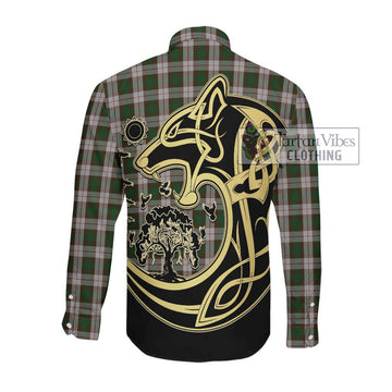 McKinnon Dress Tartan Long Sleeve Button Shirt with Family Crest Celtic Wolf Style Men's Shirt - Tartan Vibes Clothing